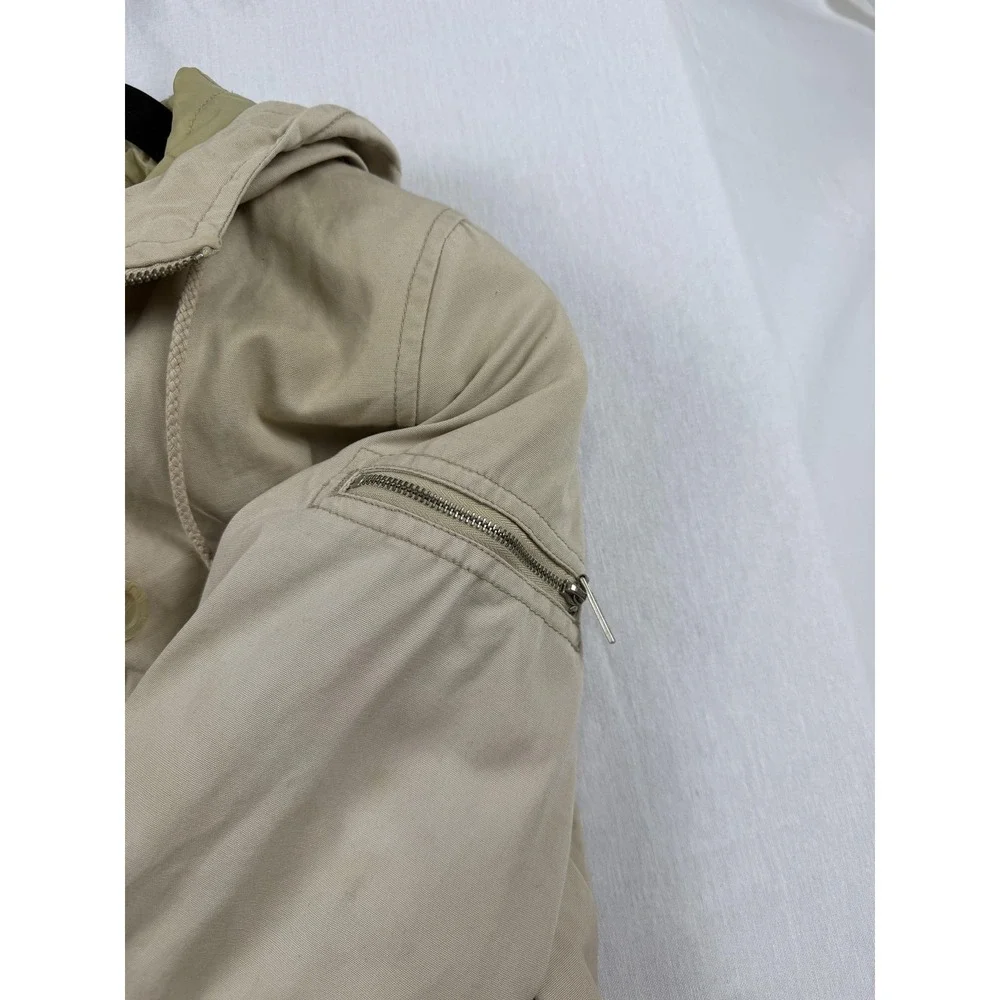 U2 Ladies Twill Quilted Thermolite Hooded Bomber Jacket Women M Beige Streetwear